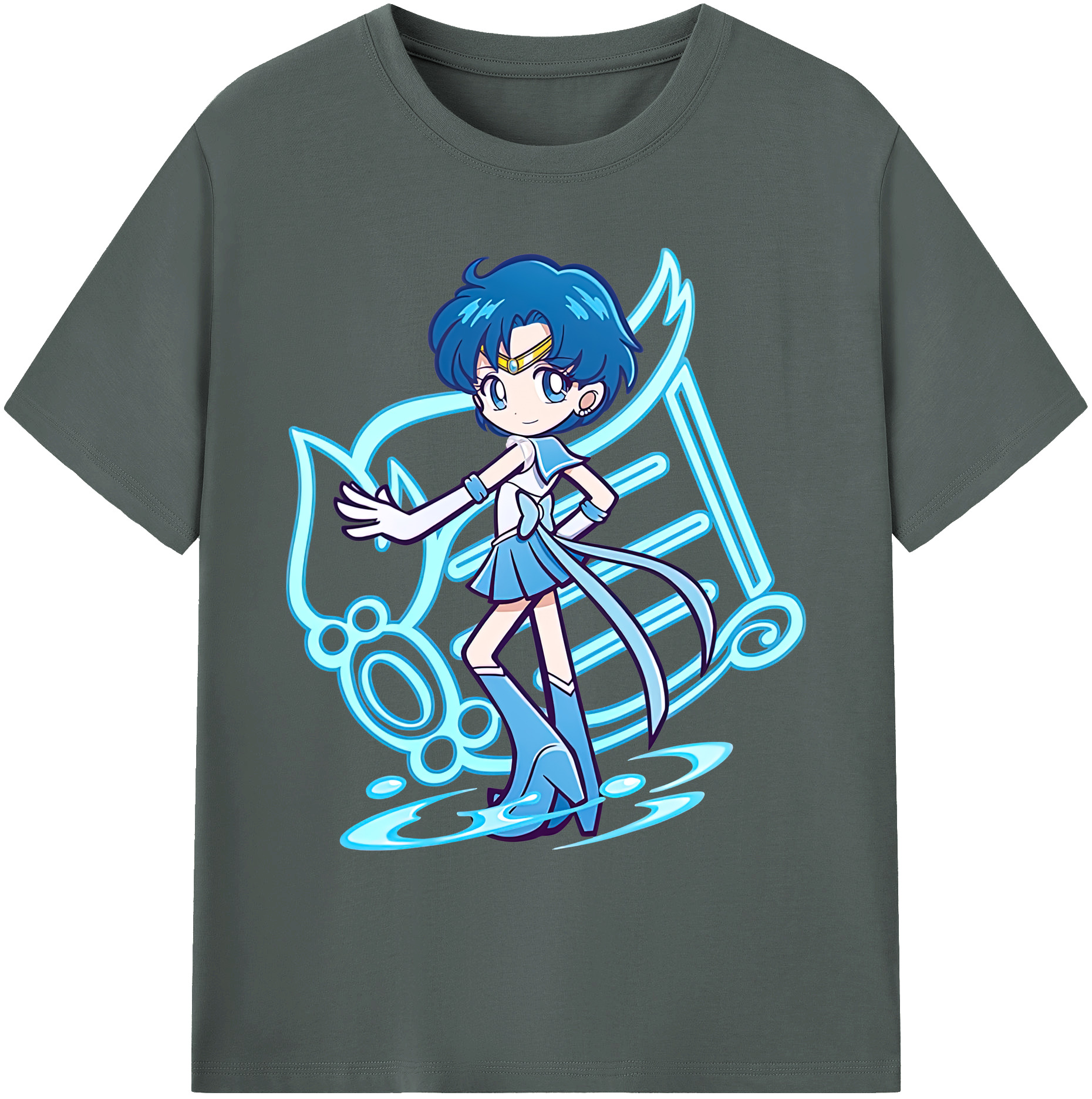 （画像用） 美少女戦士セーラームーン 水野 亜美 みずの あみ Sailor Moon Mizuno Ami 綿100％ メンズ半袖Tシャツ｜肌触りやわらか＆通気性